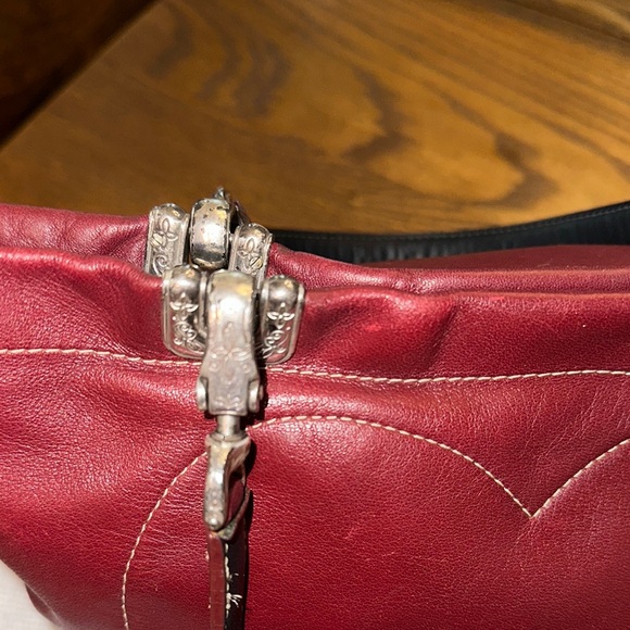 Brighton Jodi Reversible Wine Leather and Romantic French Toile Canvas Mini Bag - Picture 11 of 15